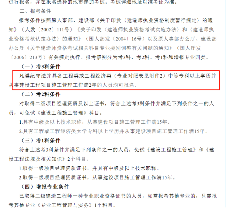 電大中專畢業后報考二建的條件是什么
